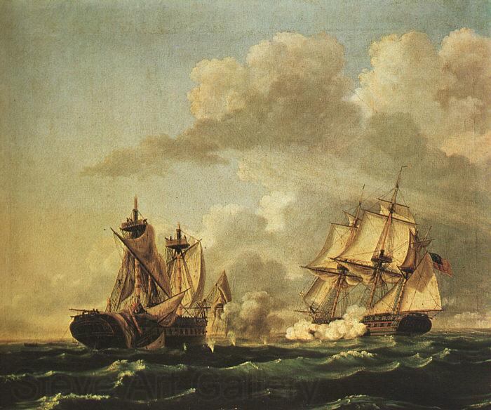 Birch, Thomas Naval Battle Between the United States and the Macedonian on Oct. 30, 1812, Norge oil painting art